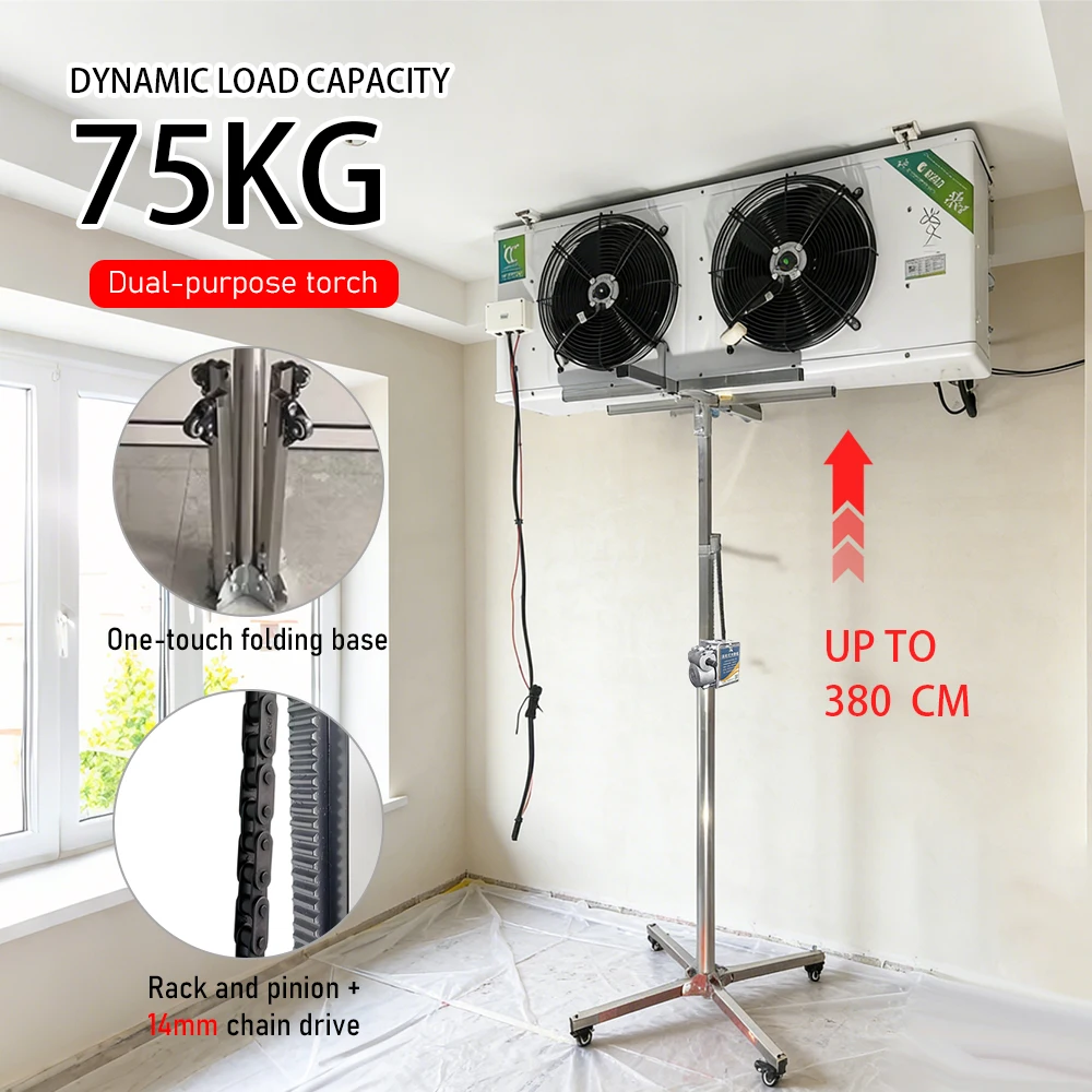 Heavy Duty Central AC Installation Lift 75KG Load Stainless Steel Thickened Folding Elevator Stand for HVAC Duct Installation