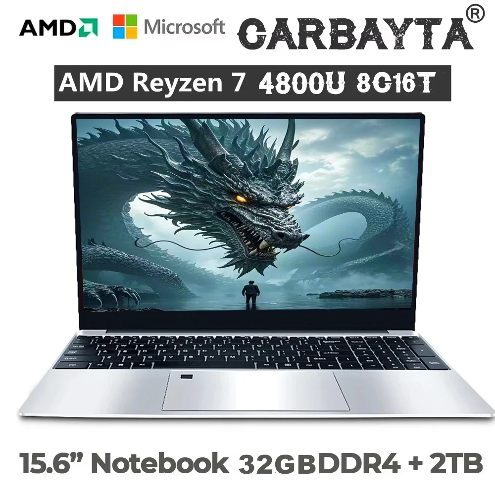 15.6 Inch Max RAM 32GB 2TB SSD Laptop Metal Ultrabook AMD Ryzen 7 4800U Windows 11 pro Gaming Computer Notebook with 5G Bluetoot