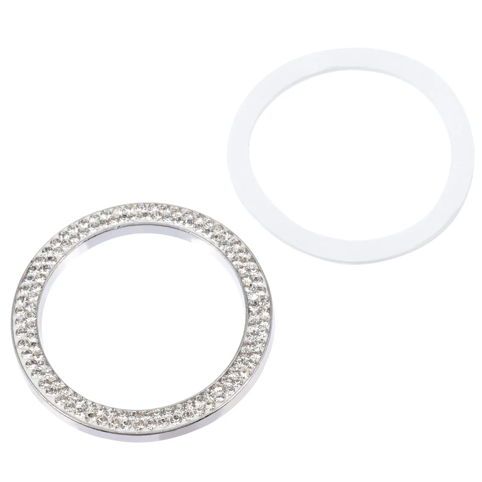 2pcs Car Start Button Cover Rhinestone Trim Engine Ignition Ring Auto Interior Decor Engine Start Stop Button Ring Car Supplies