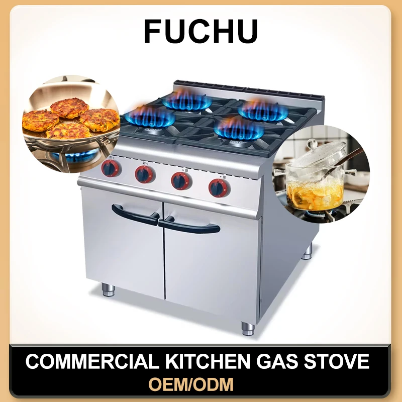 Freestanding Commercial Gas Cook Stove Range with 4 Burners, Cook Rite Stainless Steel Gas Hot Plate Burner- 100000 BTU
