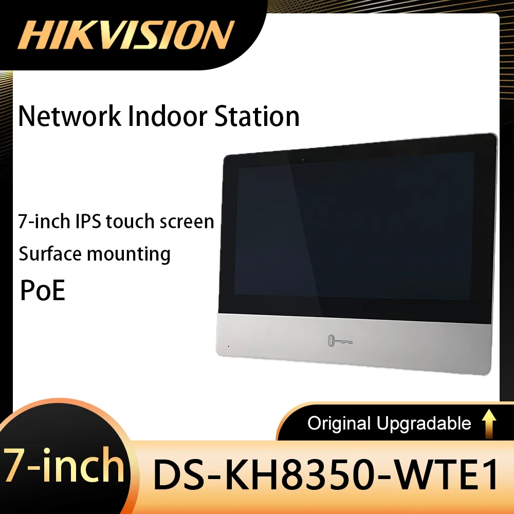 Original Hikvision DS-KH8350-WTE1 KH8 Series Indoor Station 7-inch Colorful IPS Touch Screen Indoor Monitor PoE Video Intercom