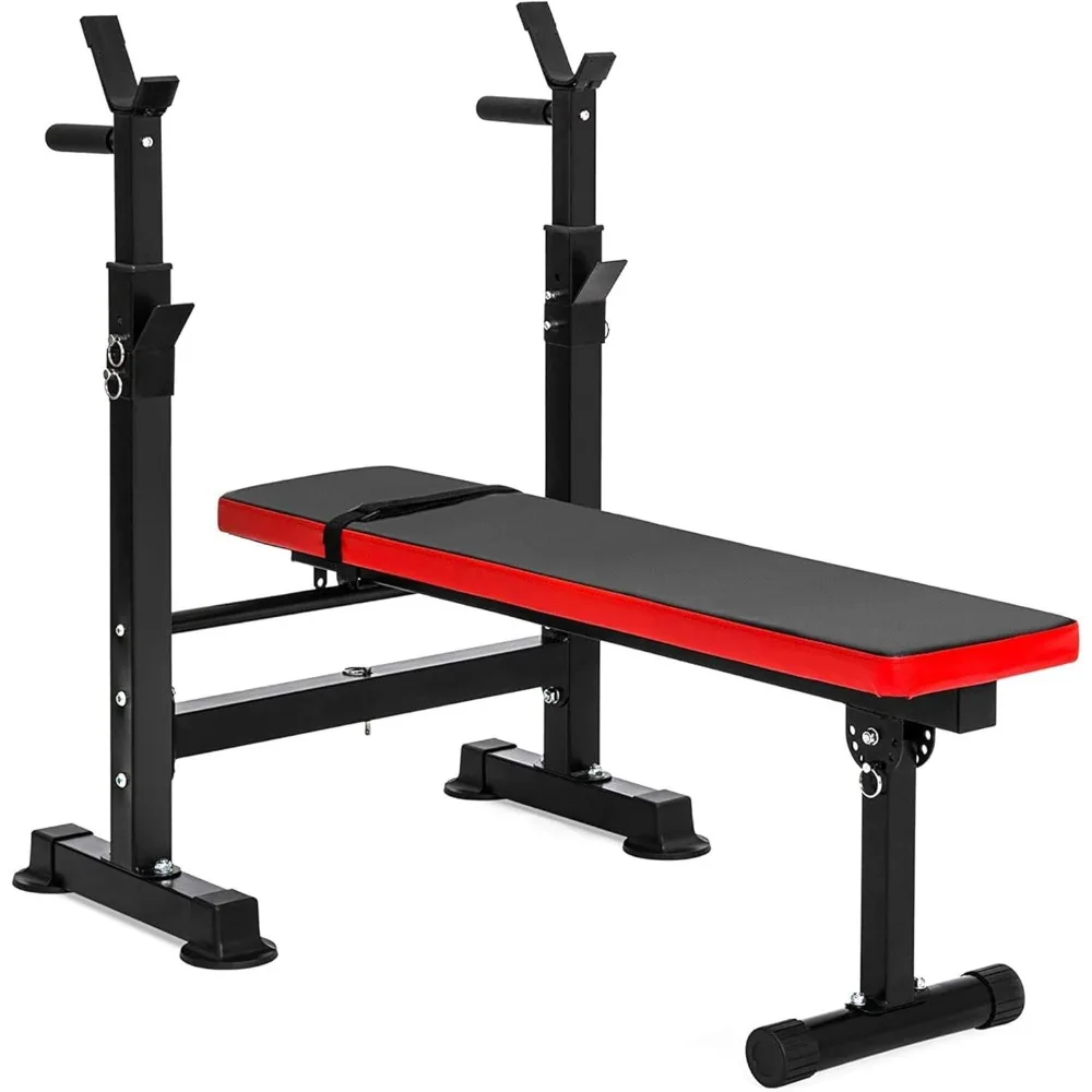 Adjustable Weight Bench with Squat Rack, Home Gym Strength Workout Station