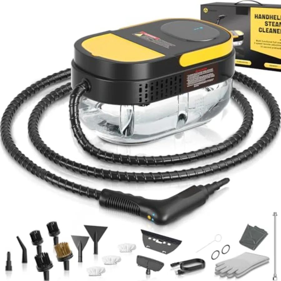 Gautye Steam Cleaner 3-Level Adjustable Handle 15s Heat-Up 1.69 Quarts Tank Portable Steamer for Cleaning with 15 pcs Accessori