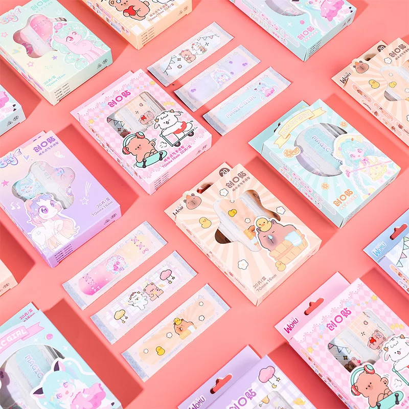 20Pcs Cute Cartoon Capybara Puppy Children Bandage Breathable Waterproof Household Plaster Kids Wound Hemostatic Dressing Patch