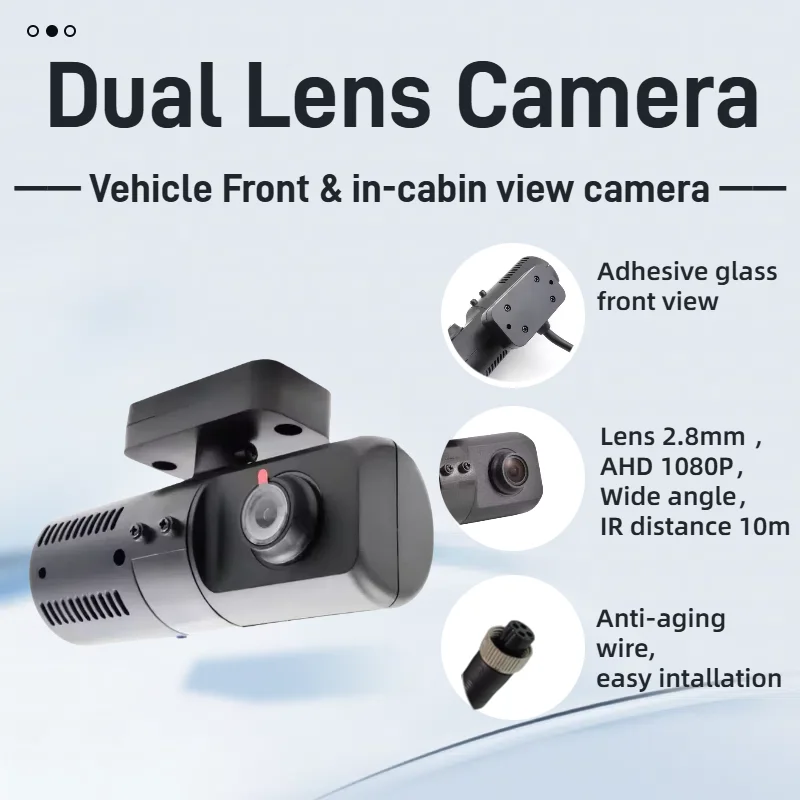 AHD1080P car front/ in-cabin camera night vision front and rear view dual lens camera
