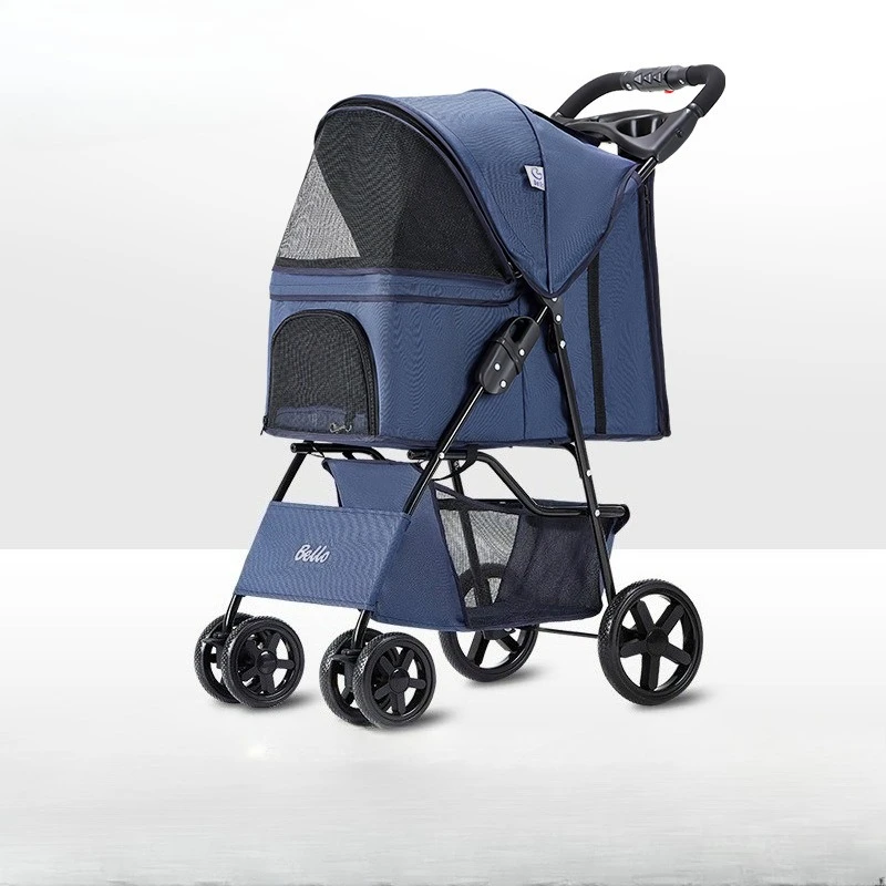 Lightweight Foldable Pet Stroller for Dogs Outdoor Travel Pure Color Pet Carrier