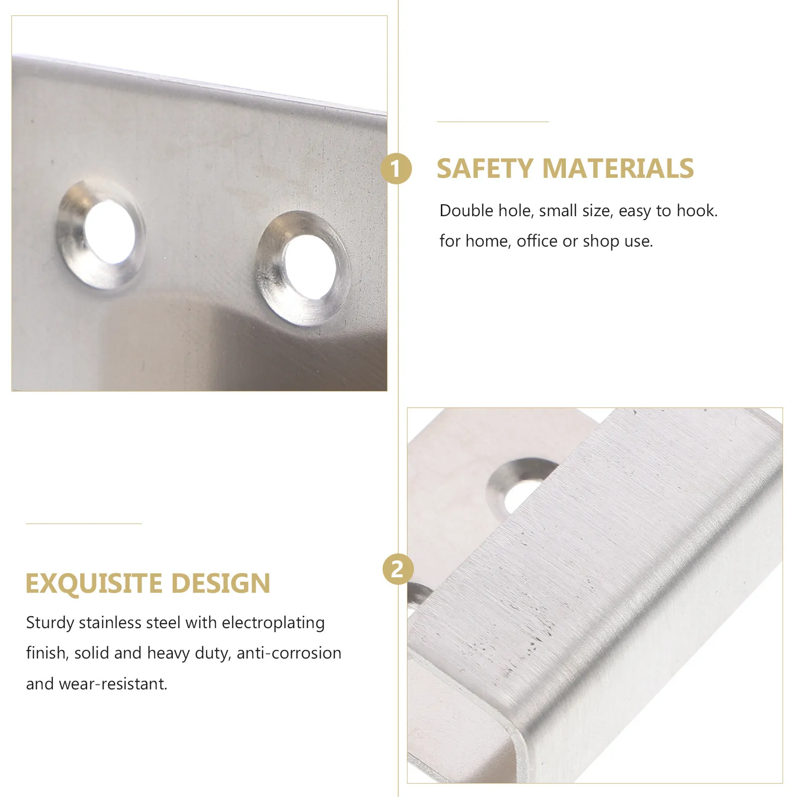 8Pcs Heavy Duty Fixed Hook Stainless Steel Double Hole Wall Hanger for Picture Frame Photo Cross Stitch Hanging Hardware Kit