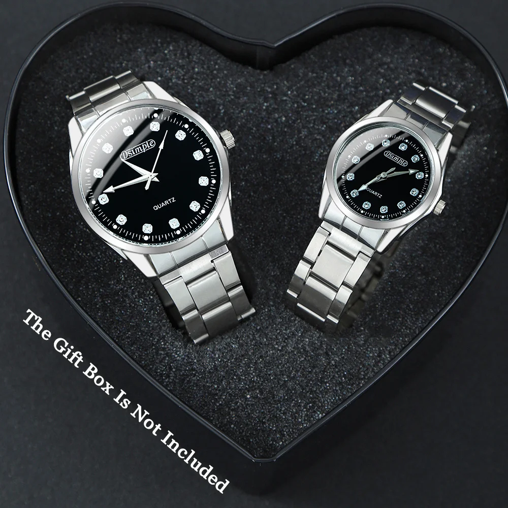 2pcs/set Elegant Couple Watch Set, Stainless Steel Strap, Quartz Movement, Minimalist | Couple Watches | Valentine's Day gifts