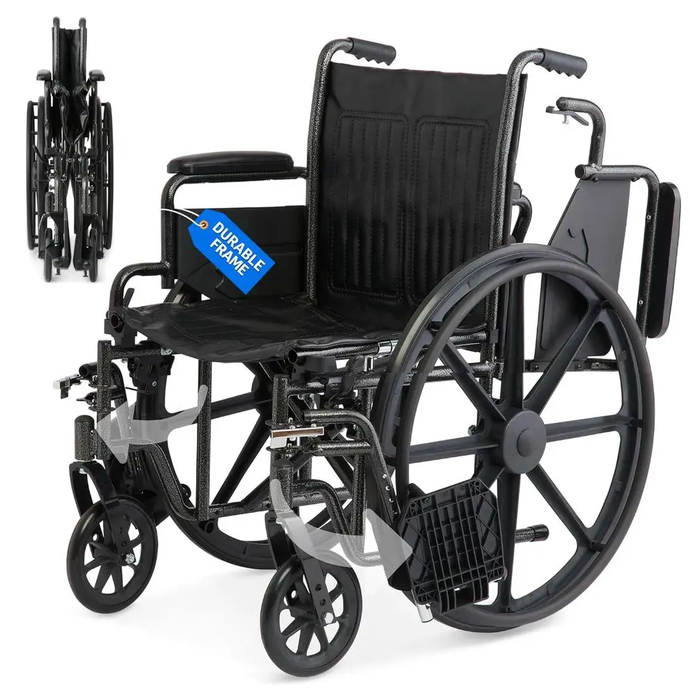 Wheelchair for Adults With Swing-Back Desk-Length Arms, Swing Away Leg Rests; 18 Seat