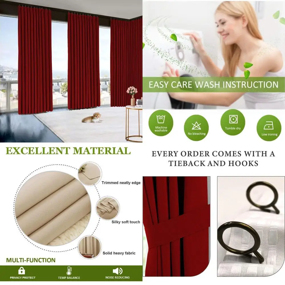 Room Darkening Polyester Pinch Pleat Curtains for Traverse Rods - Ideal for Living Rooms, Bedrooms, Meetings, Clubs, Theaters, a
