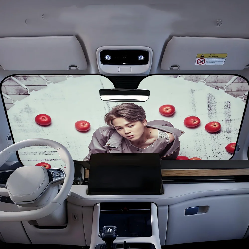 Popular Kpop Singer J-Jimin Car Windshield Funny Sun Shade Foldable UV Ray Sun Visor Protector Sunshade For Front Window