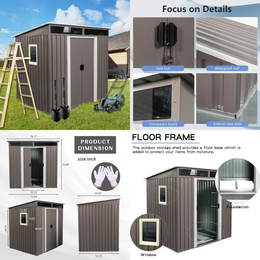 Durable 6x5 Outdoor Metal Shed with Lockable Door for Garden and Tool Storage