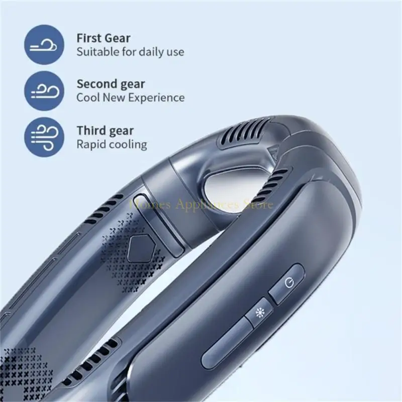 D0AB Hanging Neck Fan Rechargeable Portable Fan Fast Air Cooling Bladeless Mobile Fans ABS Material for Summer Outdoor Sports