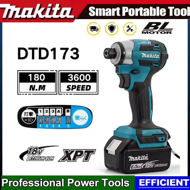 Makita DTD173 Brushless Electric Screwdriver Auto Repair Impact Screwdriver Batch 220N.m Electric Driver Tools For Makita 18V
