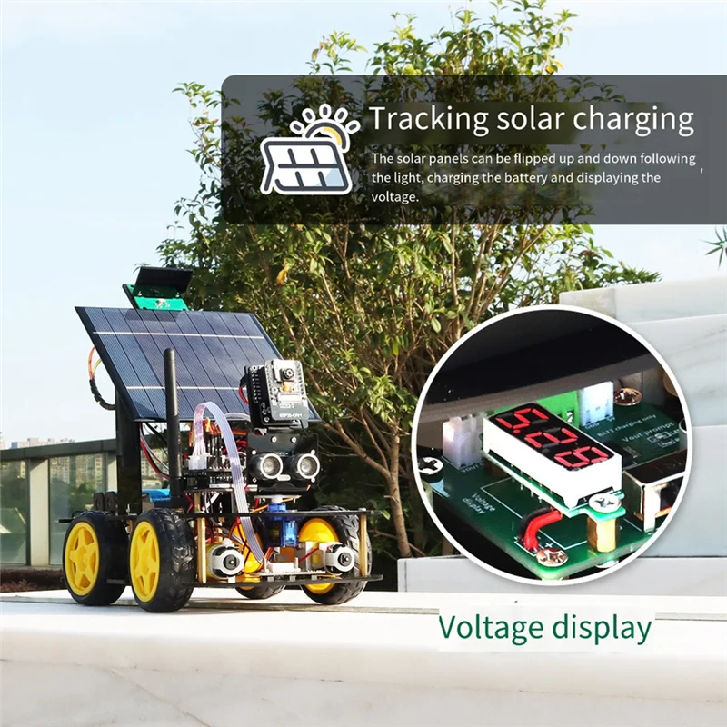AB43-ESP32-CAM Smart Car Programming Kit Solar Camera Programming Education Robot Car Ultrasonic Intelligent Programming Car