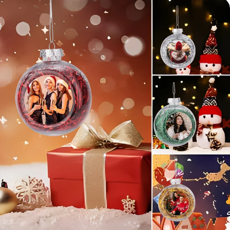 Personalised Christmas bauble with hanging ring customised picture decoration ball for Halloween Christmas New Year  DIY picture