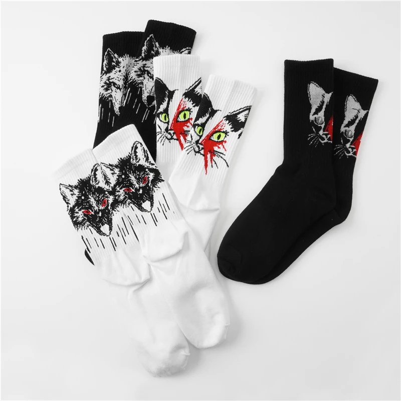 4 pairs of high elastic sports socks, men's jacquard breathable and versatile combed cotton sweat-absorbing football socks