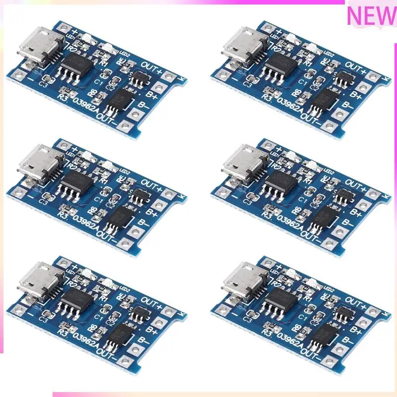 B27B 6PCS For TP4056 Charging Module With Battery Protection 18650 BMS 5V Micro-USB 1A Charge Board For 18650