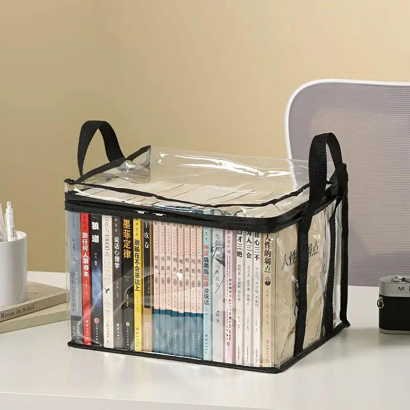 1/3pcs Transparent Books Storage Bag Newspaper/magazine Document Container Foldable Waterproof Dust Proof Stationery Organizer