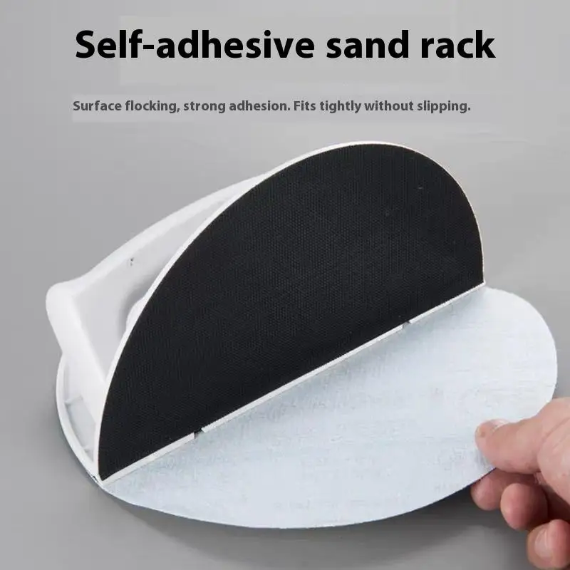 1 Set Plastic Corner Sander Ergonomic Handheld Tool For Woodworking DIY Projects Self Adhesive Half Circle Sanding Pad Holder