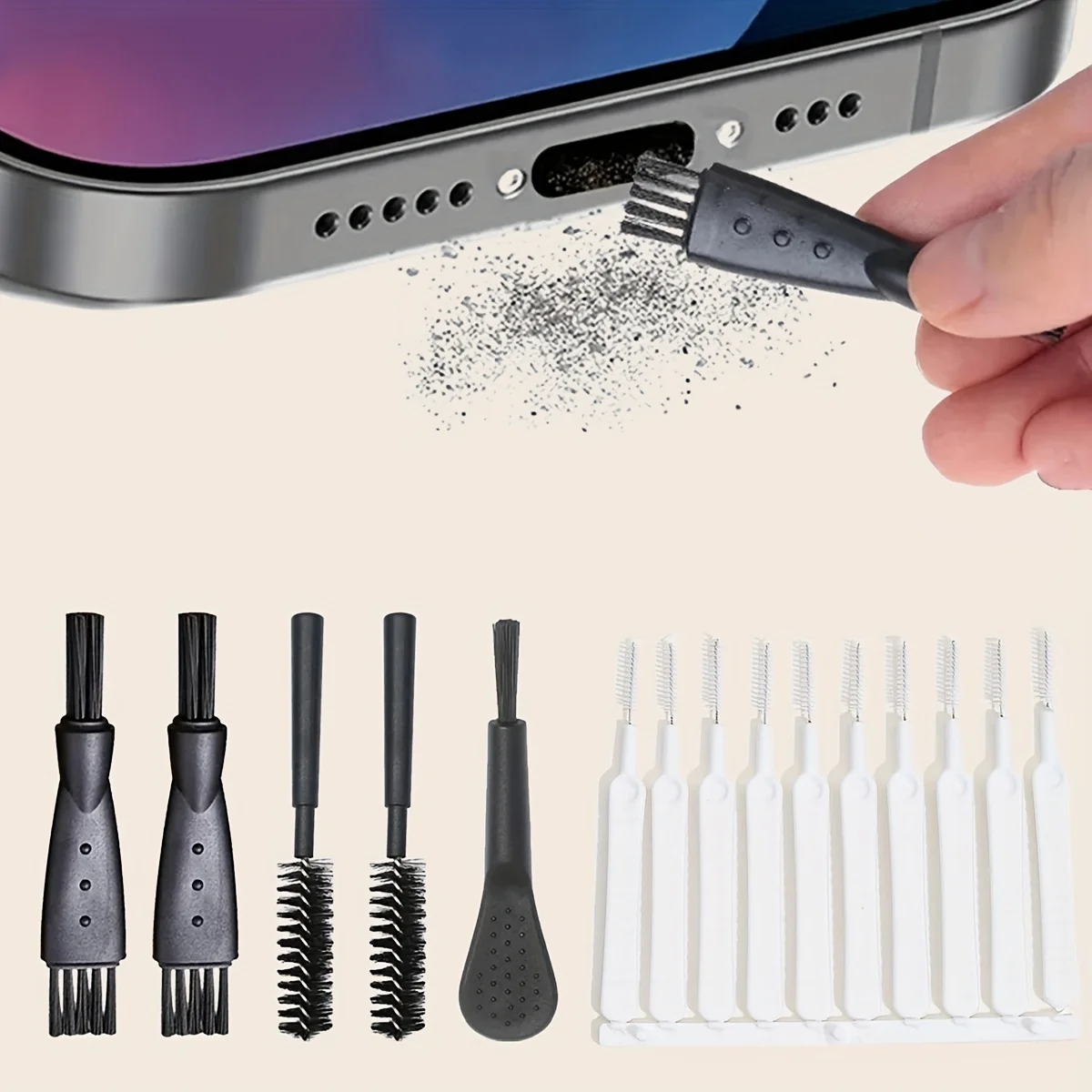 18PCS Universal Phone Charger Port Cleaner, Dustproof USB-C/Lightning Cleaning Brush Set Kit for iPhone SamsungCleaning Tools