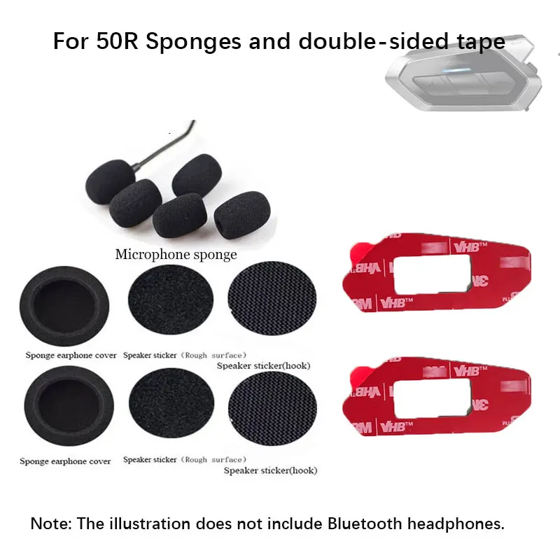 For SENA 50R Bluetooth headset accessory 45MM sponge cover and double-sided adhesive tape