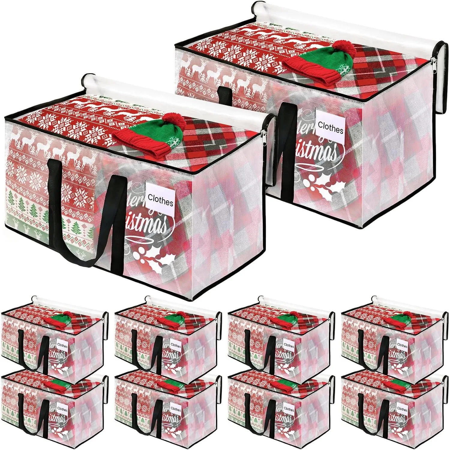 Clear Heavy Duty Extra Large Moving Bags, Reinforced Handle & Double Zipper, Storage Bags Alternative to Moving Box (10 Packs)