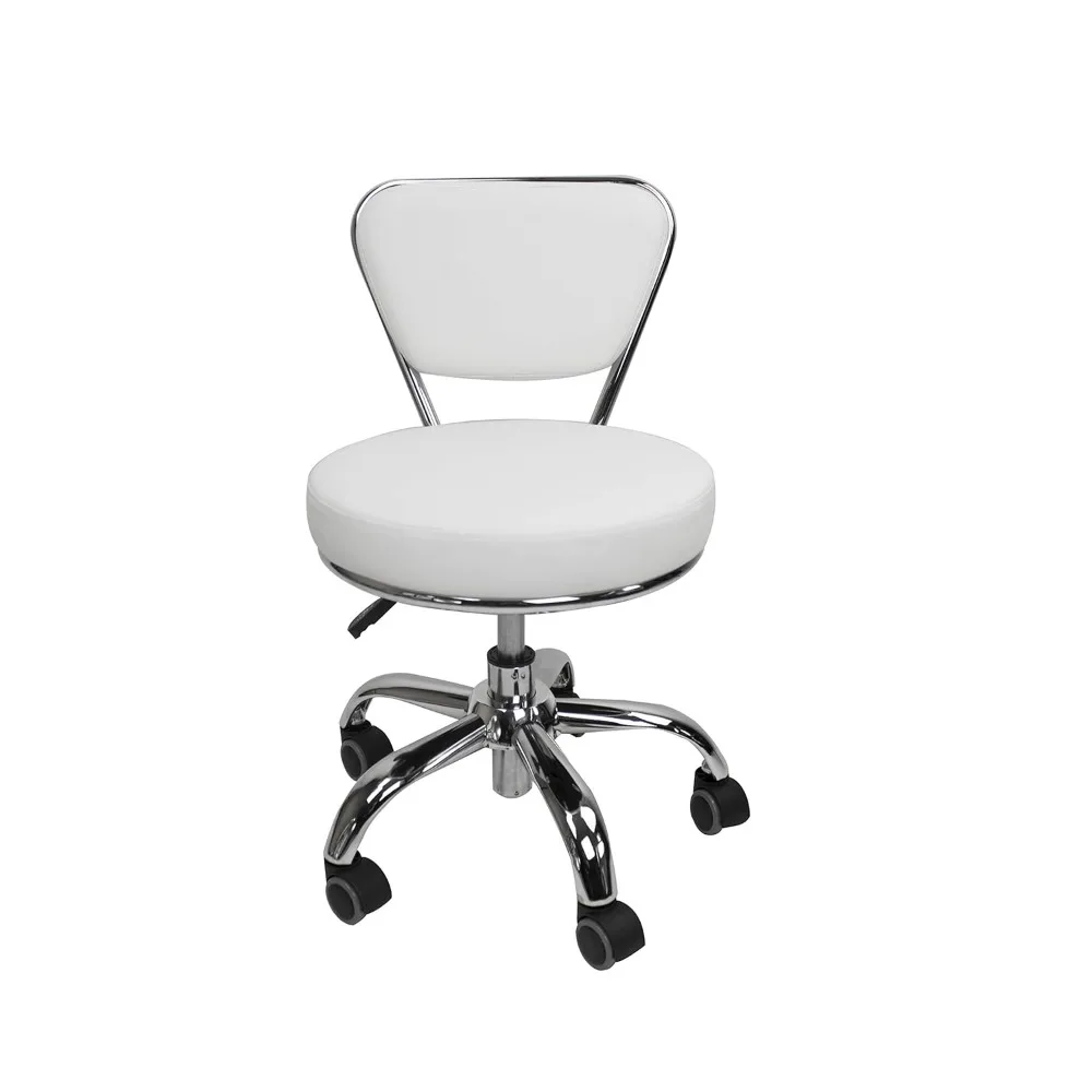 MAYAKOBA Salon Nail Pedicure Stool Pedicure Chair Dayton White Pneumatic, Adjustable, Rolling Salon Furniture & Equipment