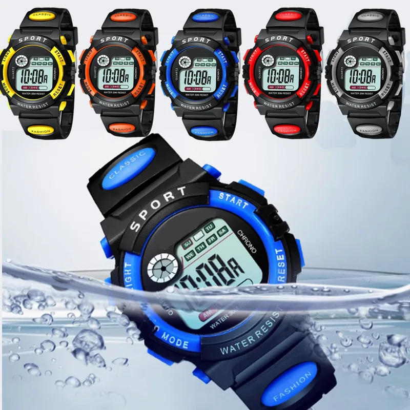 Kids Electronic Watches Color Luminous Dial Life Waterproof Multi Function Luminous Aalarm Clocks Watch For Boys And Girls