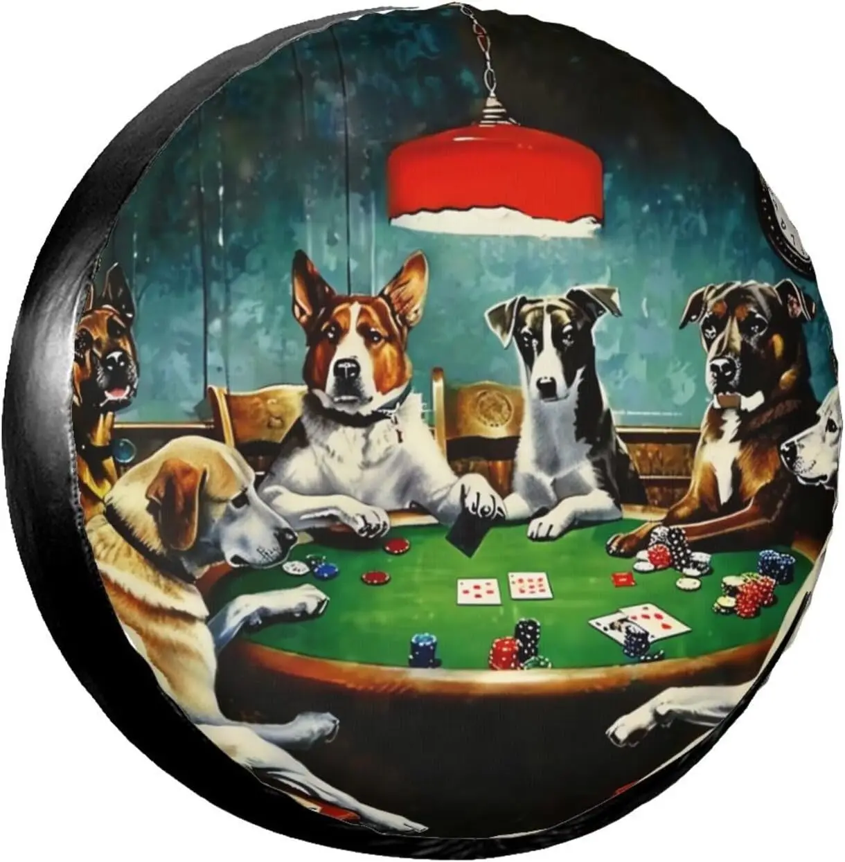 Spare Tire Cover for Rv Trailer- Dogs Playing Poker Camper Spare Tire Cover Waterproof Wheel Cover Universal Fit for SUV Truck