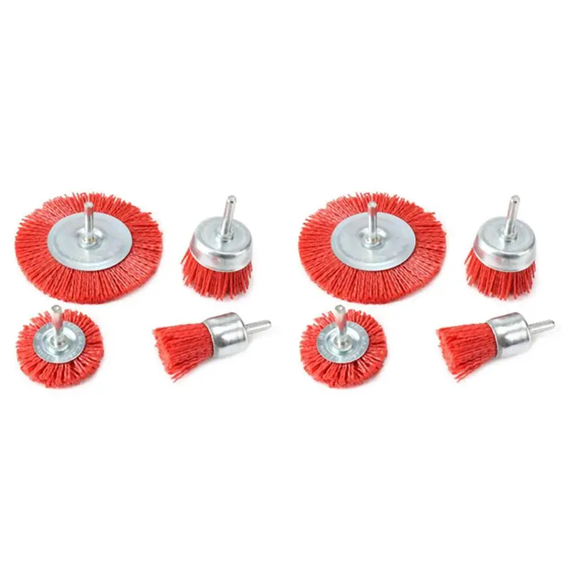 IALJ-8Pcs Nylon Filament Abrasive Wire Cup Brush Nylon End Brush Kit For Drill Rotary Tool With 1/4 Inch Shank