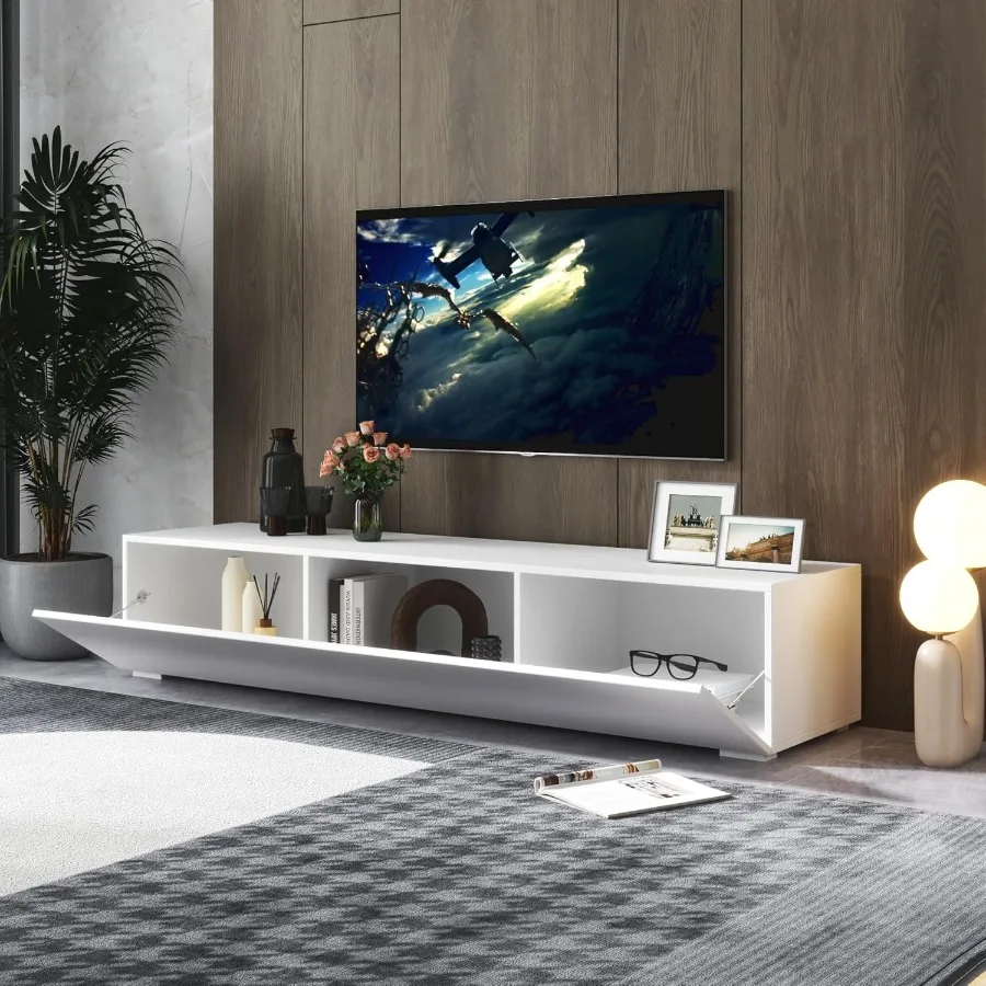 Modern Entertainment Center TV Stand for 50 to 59 Inch TV Minimalist Rectangle TV Stand Elegant TV Console with 3 Big Storage C