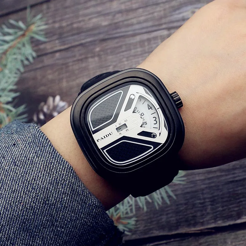 UTHAI CE96 Punk Style Square Wheel Man watch Fashion Wheel Fashion Watch Wild Belt Waterproof Quartz Watch watches for man