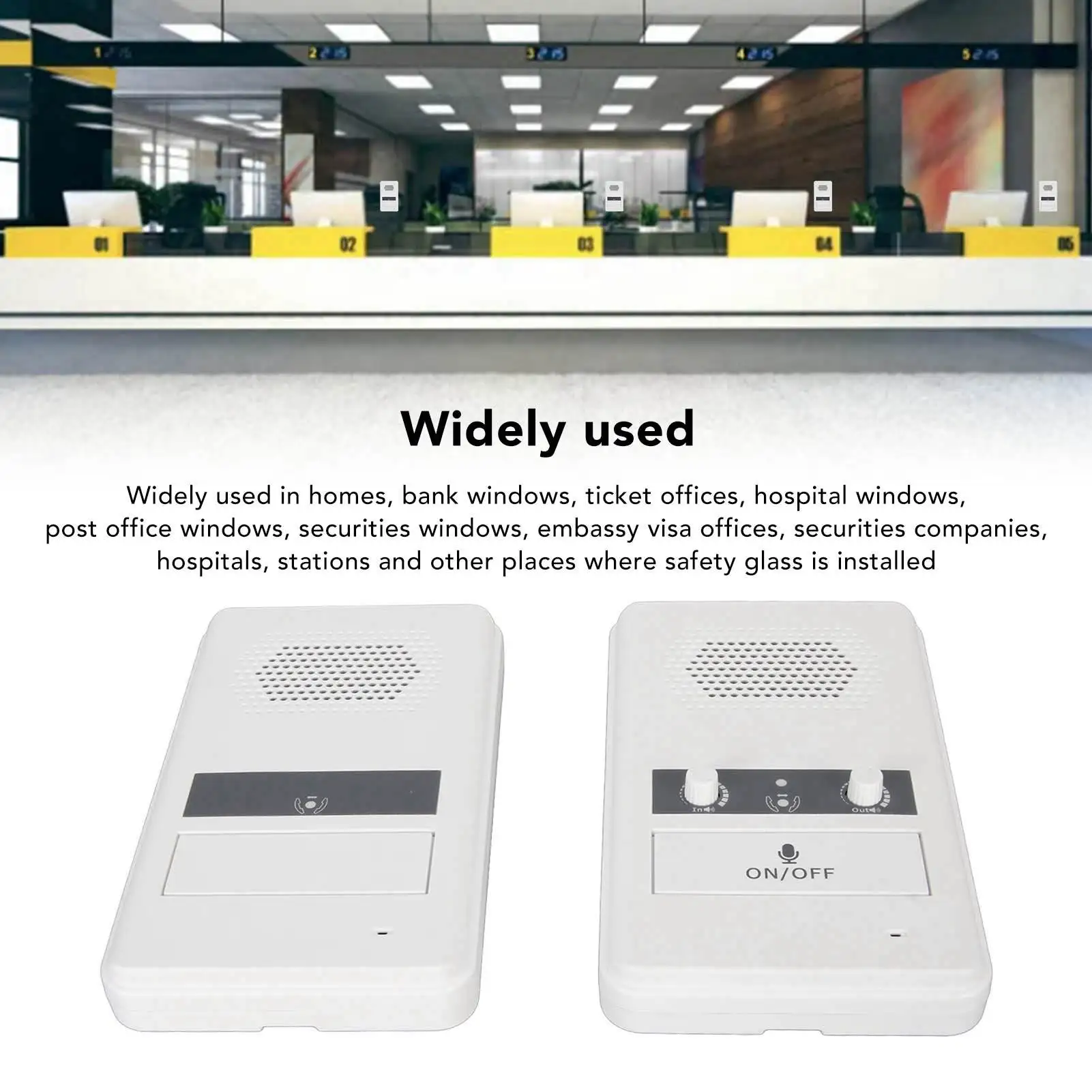 Window Two Way Intercom System ABS 3W Power Window Speaker Intercom Sensitive Mic Premium Speaker US Plug 100‑240V for Bank