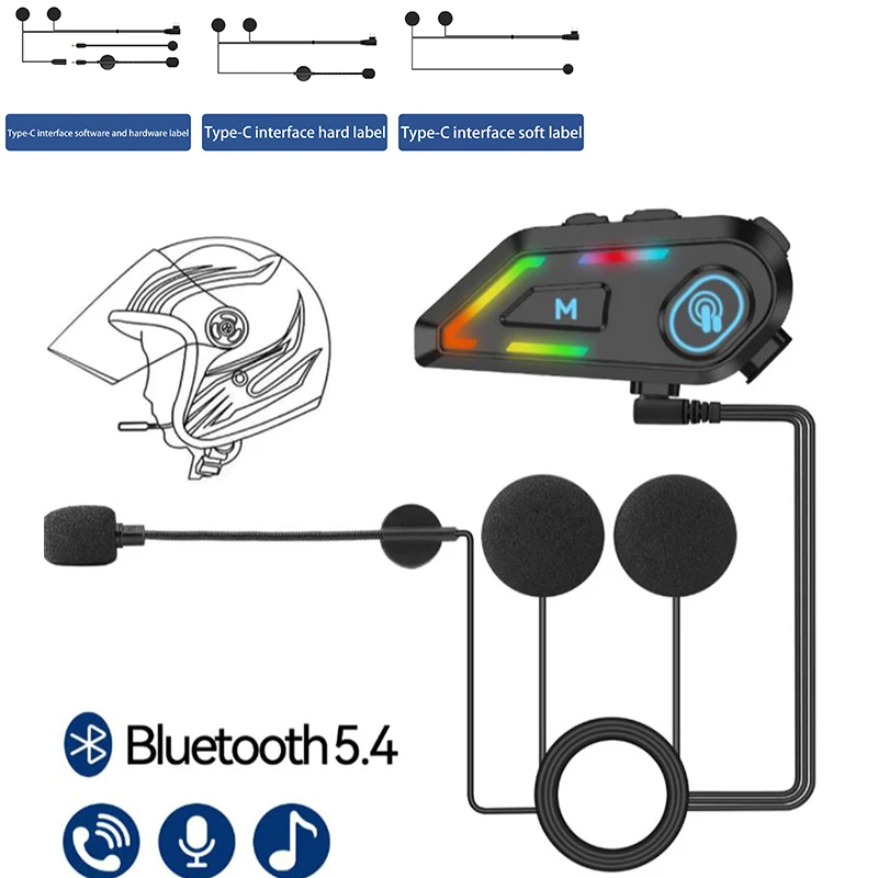 Convenient TYPE-C Helmet Bluetooth Headset for All LEXIN Motorcycle Audio Devices