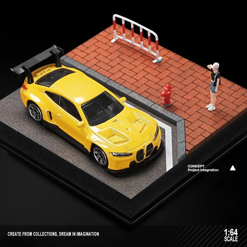 Miniature Scene of Street Pavement for 1:64 Car Model with Acrylic Dustproof Car Display Box Collection Ornaments Home Decor