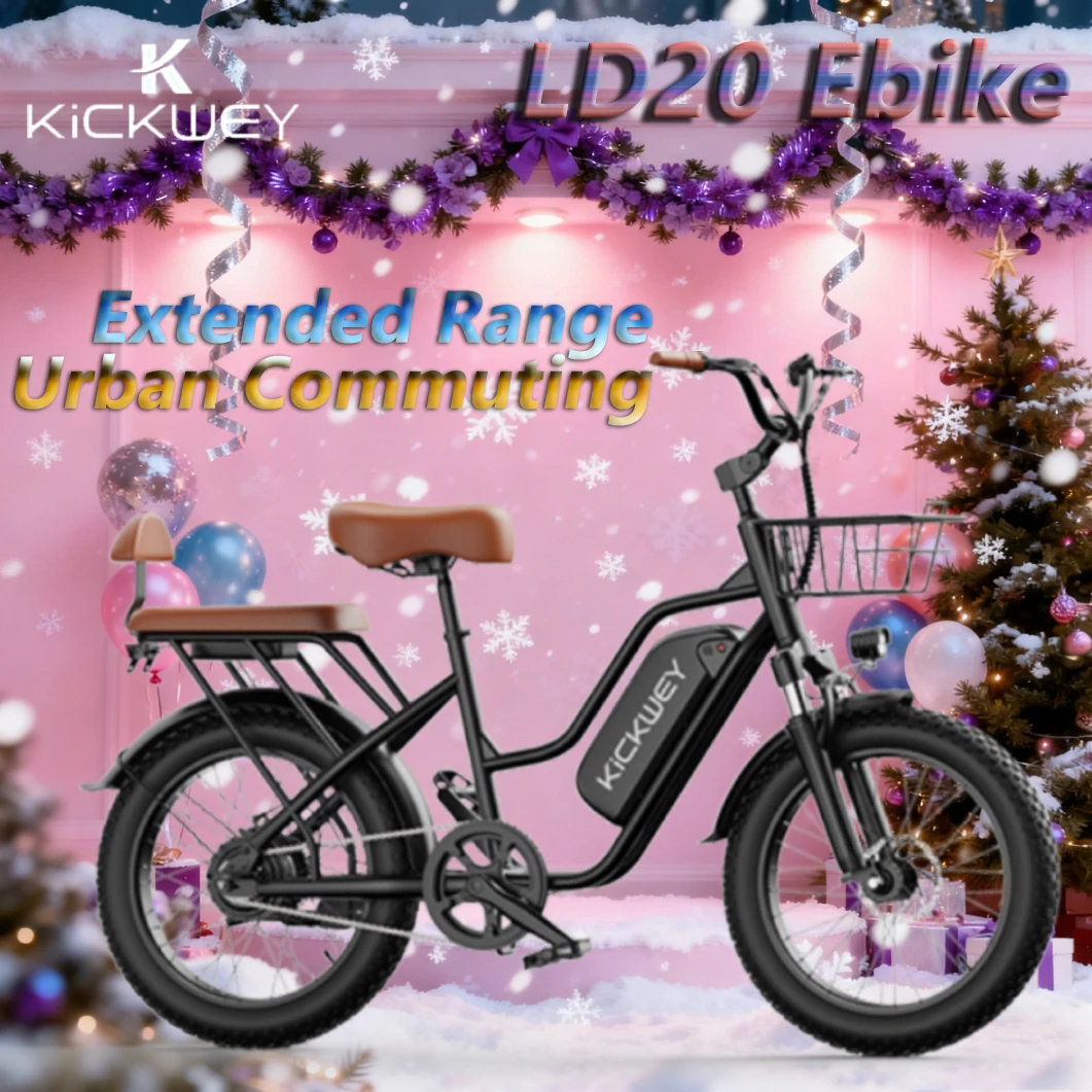 Kickwey LD20 Adult Electric Bike 1500w 32MPH 48V20ah Mountain Electric Bicycle 20 Inch Fat Tire Motorcycle E Bike