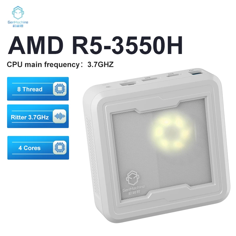 GenMachine 2025 Light Mini PC AMD Ryzen 5 3550H 2.1GHz-3.7GHz CPU Windows 11 DDR4 Max 16GB ram DDR4 PC Gamer Computer mini pc