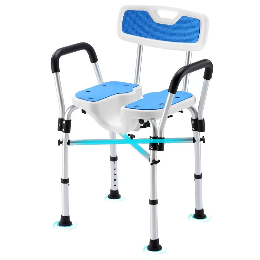 Shower Chair for Inside Shower, 600lbs Heavy Duty Shower Chair for Elderly and Disabled, Shower Chair with Arms and Back, Height