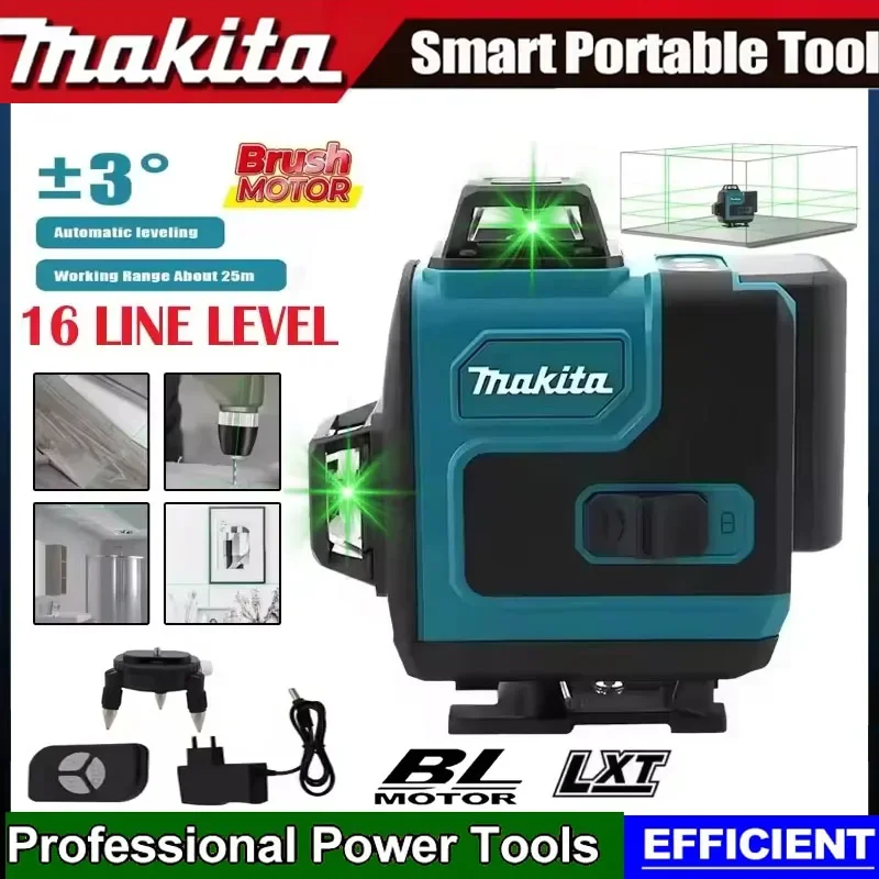 Makita 16-Line Cross Level 360 Horizontal Vertical High-Precision Green Light Laser High-Precision Wall-Mounted Portable Tool