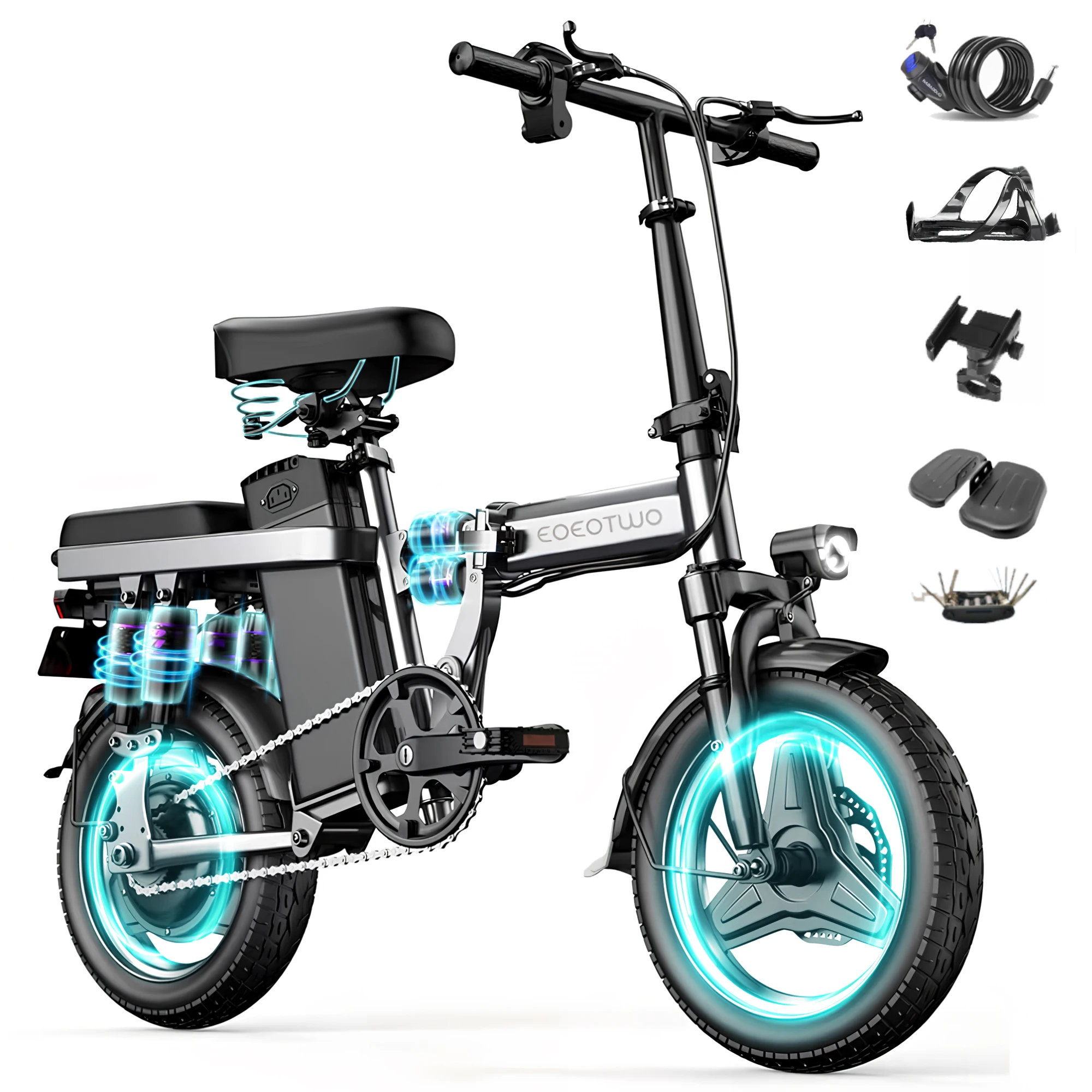 EOEOTWO F12 Electric Bikes Adults 32Miles Range 48V15AH Removable Battery Electric Bicycle Dual Absorber 22MPH City E-bike