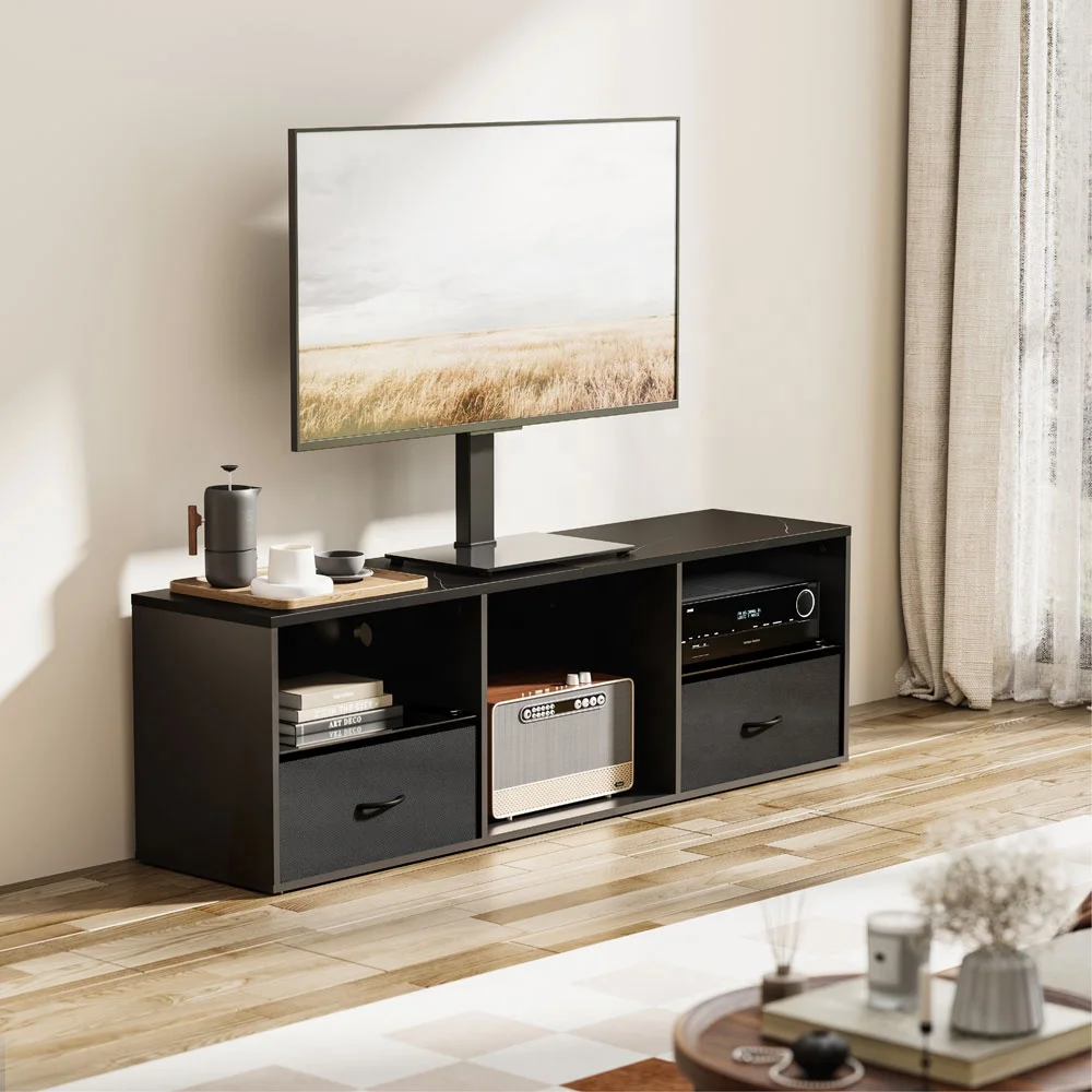 TV Entertainment Center Large Style Media Console Wood TV Floor Stand With Anti-Slip Pads & Drawers
