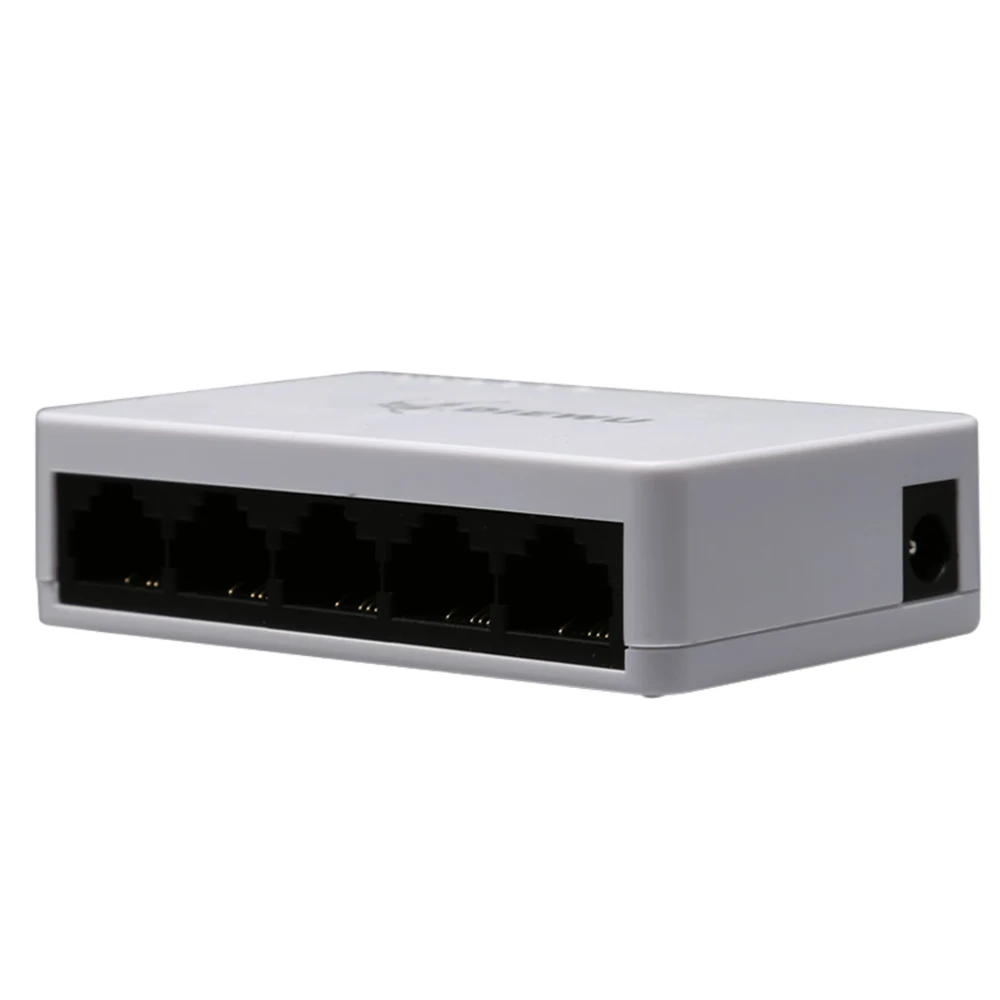 2PCS DIEWU Manufacturer White Case 5 Ports RJ45 Megabit 10/100mbps Ethernet Lan Switch