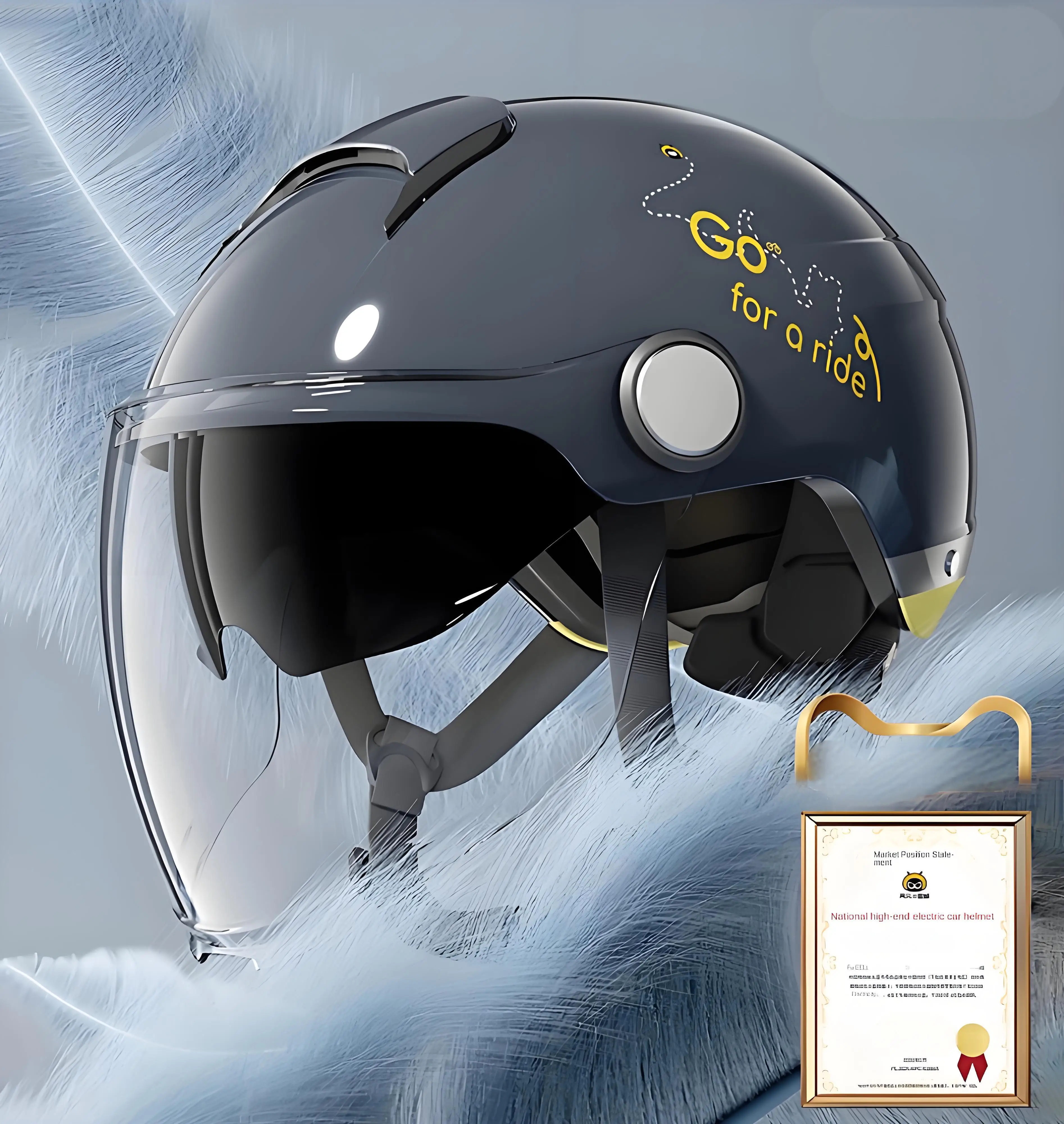 E-Bike Motorcycle Half Helmet | ABS EPS Shell, Anti-Wind Visor, Safety Certified | Winter Ear Pads (Optional - Separate Purchase