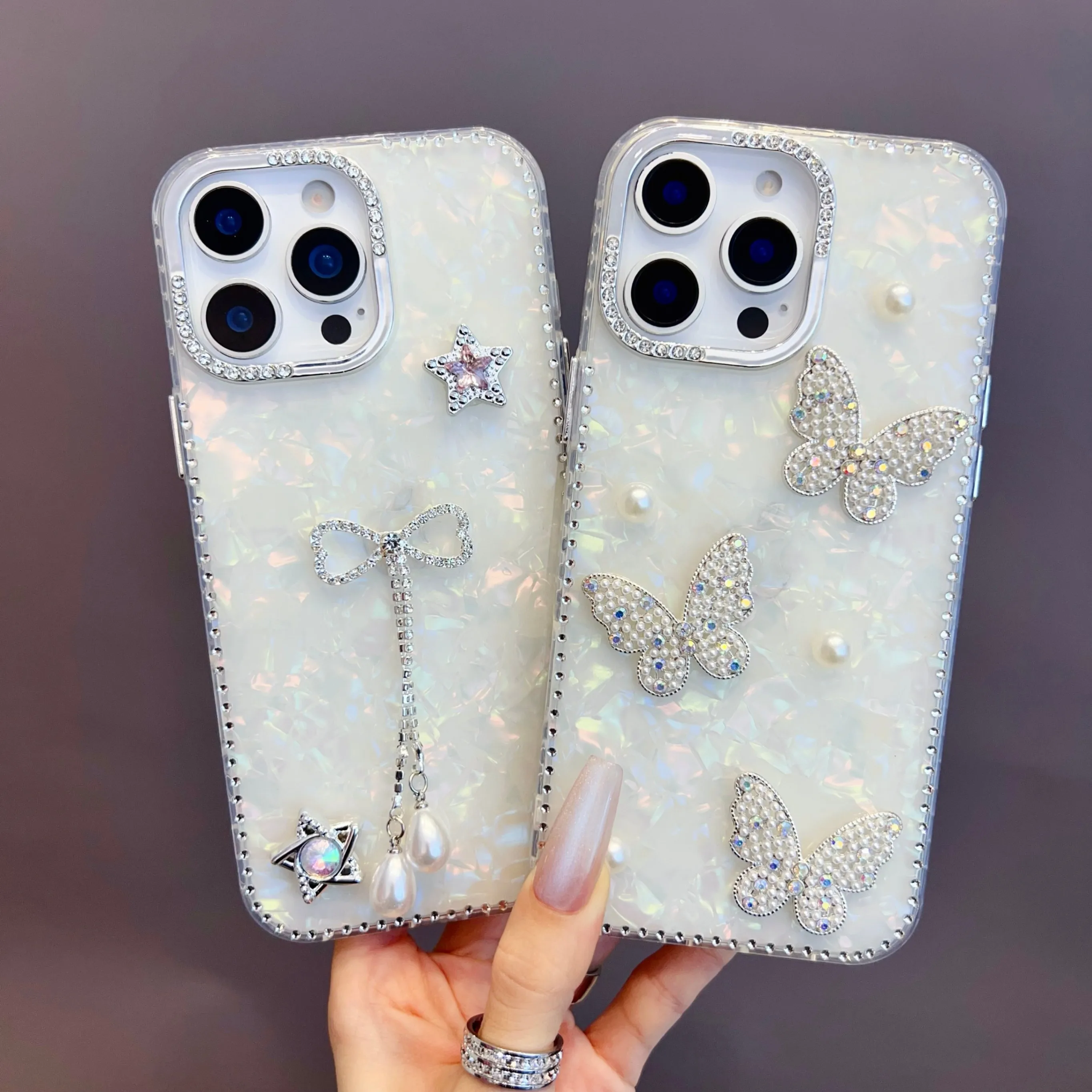 Luxury Glitter 3D Butterfly Shiny Case For IPhone 16 15 14 13 12 11 Pro Max Plus Bling Sparkly Rhinestone Girls Gift Cute Cover