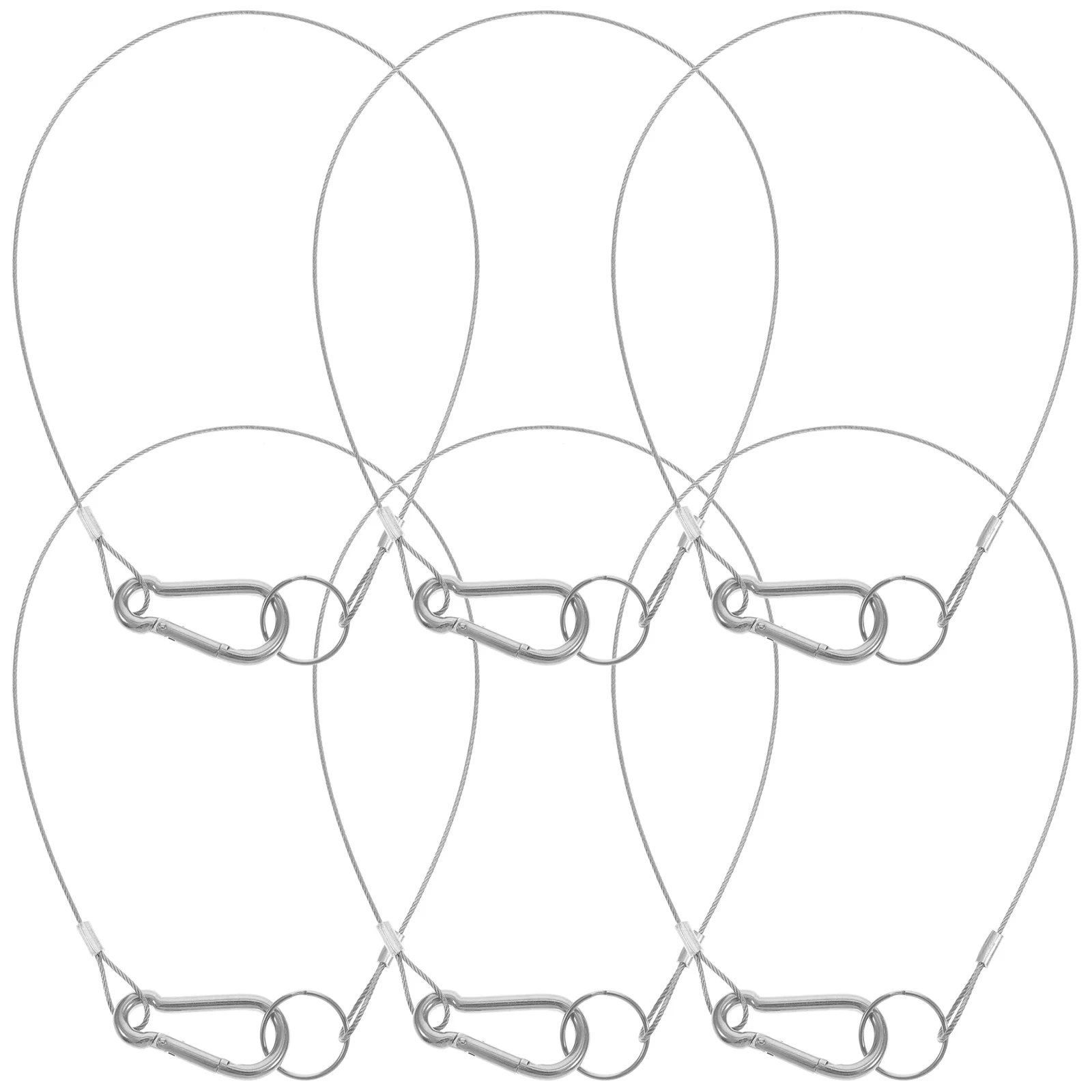 6 Pcs Steel Wire Rope Safety Cable Adjustable Strap Lanyards for Outdoor Marine Safety Wire Use