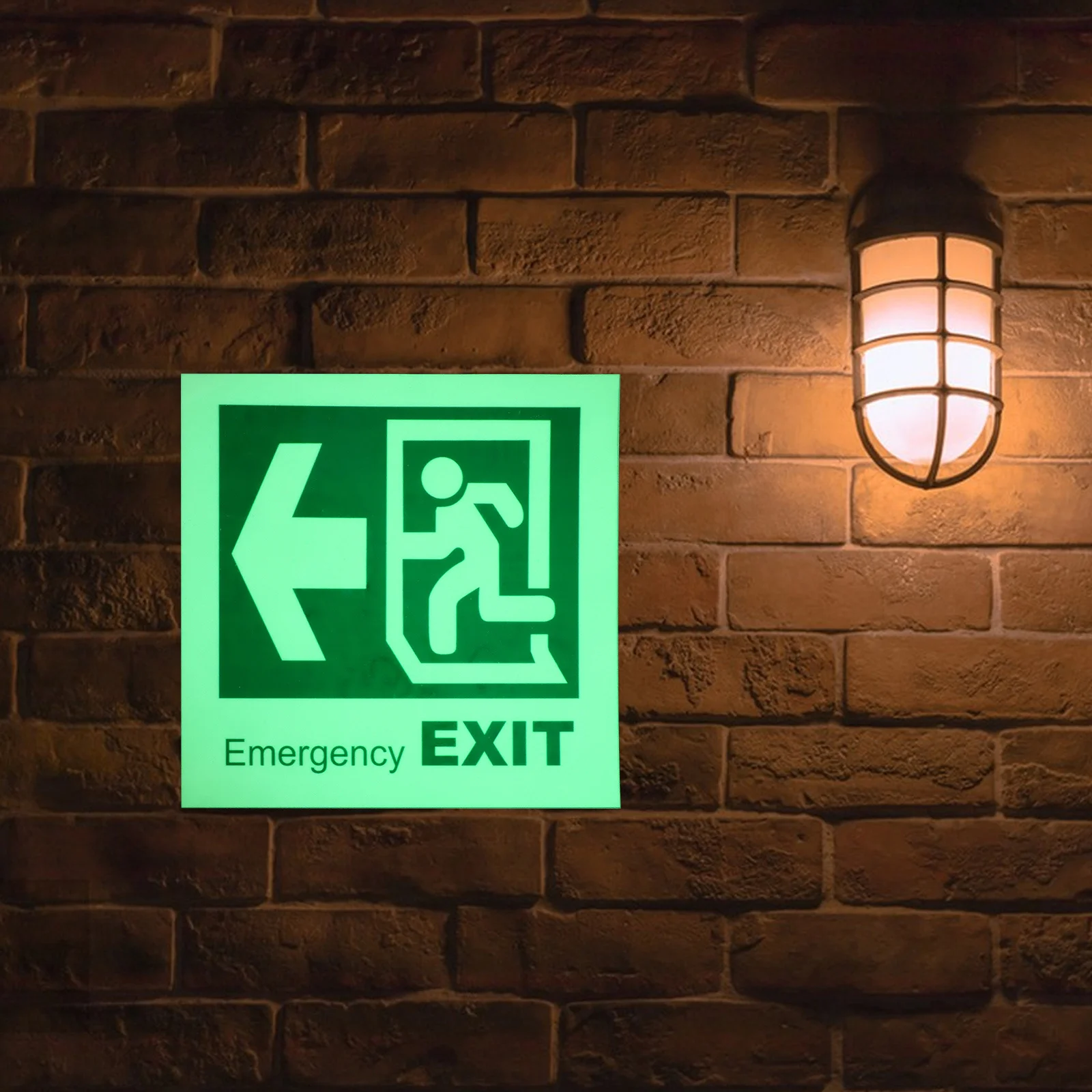 Emergency Exit Sticker Glow In Dark Self Adhesive Waterproof Luminous Safety Sign For Malls Supermarkets Cinemas Bars Evacuation