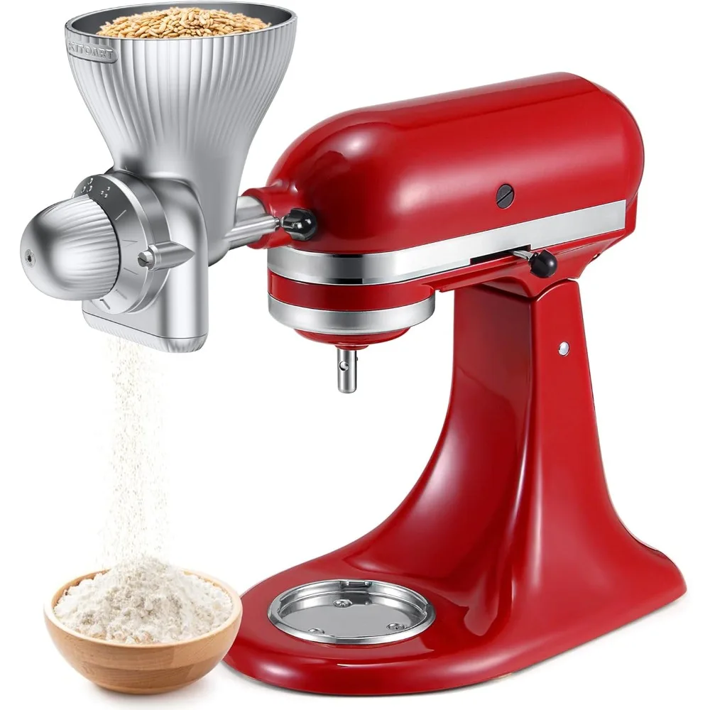 All Metal Grain Mill Attachment for KitchenAid Stand Mixer with 12 Grind Level Flour Mill, Grain Mill Attachment Fit