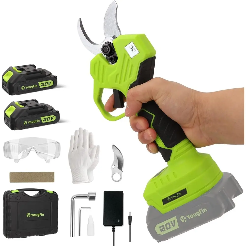 Battery Powered Pruning Shears with 4 Adjustable Cutting Diameter, LED Display & Counting, Electric Pruner Shears Cordless for G