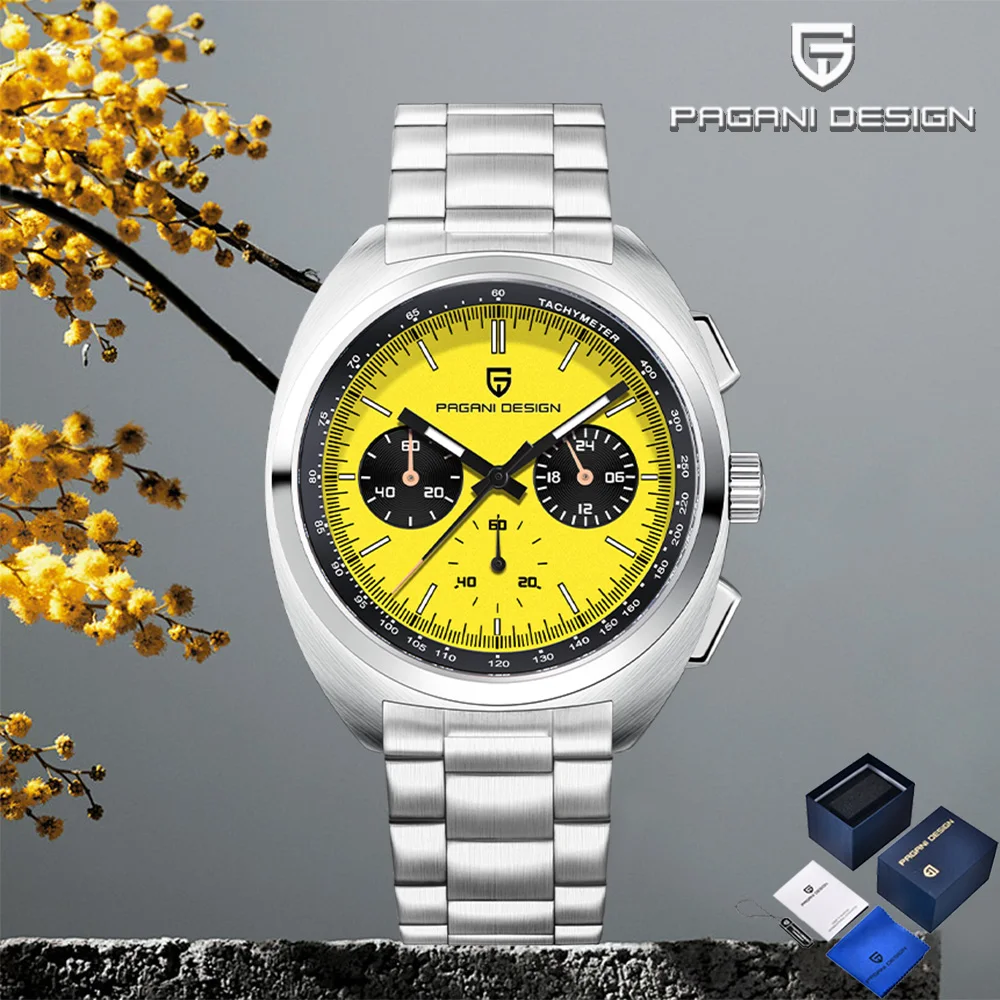 2025 Pagani Design Men's Watches Top Business Quartz Watches Men's Chronograph AR Sapphire JP VK63 Stainless Steel Luminous Gift